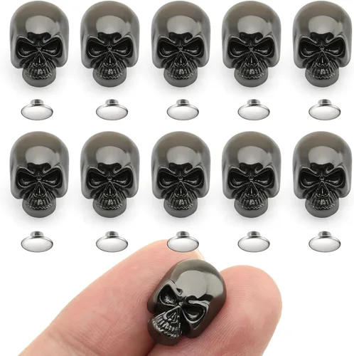 Miniatura 8 de CRAFTMEMORE SK02 - Remaches de calavera de metal con remaches rápidos decorativos para pulseras, bolsas, cinturones, zapatos, artesanía en cuero