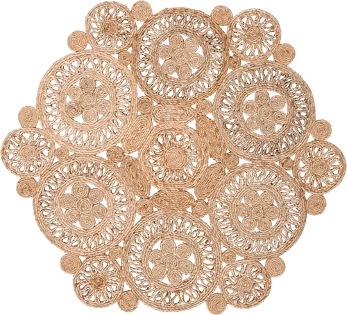 Miniatura 2 de SAFAVIEH NFB238A - Alfombra redonda de fibra natural, 4 pies, redonda, natural, hecha a mano, estilo bohemio, con encanto de yute