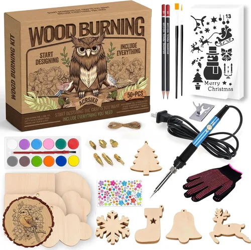 Miniatura 9 de Kit de Combustión de Madera, Herramienta de Combustión de Madera con Temperatura Ajustable 200~450 ℃, Kit de Pirografía para Adultos Principiantes