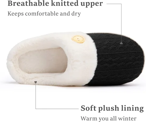 Miniatura 3 de Chantomoo Pantuflas para Mujer Cálidas y Cómodas con Espuma Viscoelástica Pantuflas de Casa Zapatos de Punto con Forro de Piel Sintética Suela