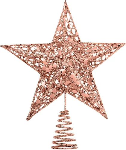 Miniatura 17 de URATOT Adorno Superior de Árbol de Navidad con Purpurina de Metal, Estrella de Alambre Hueca para la Punta del Árbol de Navidad para Decoración