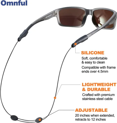Miniatura 4 de Correa para lentes de sol, correa ajustable sin cola, lentes y correas de cable, soportes para lentes alrededor del cuello, cordón para hombres