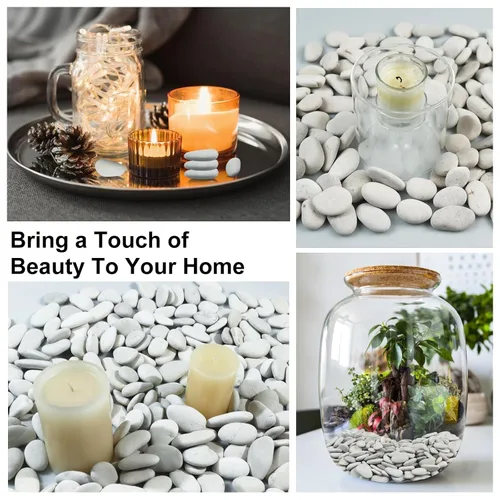 Miniatura 6 de Rocas de río blanco perla de 10 libras para paisajismo, guijarros pulidos para plantas, piedras decorativas de jardín, rocas de plantas de 1-1.5