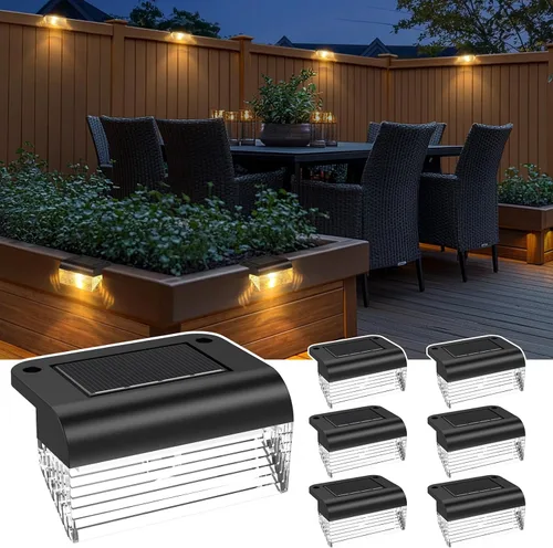 Miniatura 9 de TIJNN - Luces solares para terraza al aire libre, luces impermeables LED para vallas para escalones, patio, jardín, decoración de patio - paquete