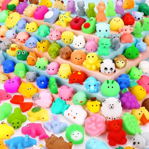 Recuerdos de fiesta, 130 juguetes esponjosos: Kawaii Squishies Fidget Toys Caja del tesoro juguete para premios de aula, estudiantes, suministros