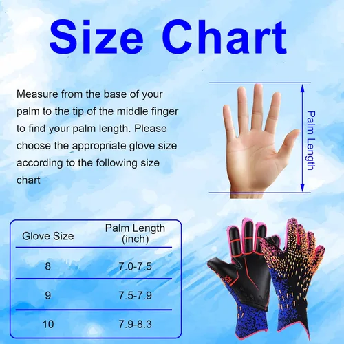 Miniatura 2 de Guantes de portero de fútbol, diseño profesional sin tirantes con agarre mejorado para jóvenes y adultos, tallas 8, 9, 10, para partidos