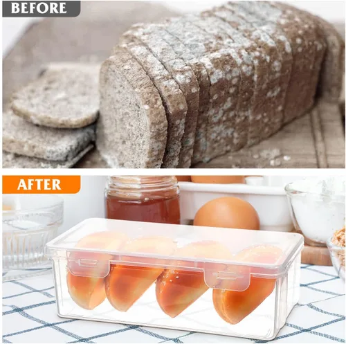 Miniatura 6 de SHOWERORO Recipiente hermético para pan, transparente para almacenamiento de alimentos y organización de aperitivos, 7.1 x 3.1 x 2.4 pulgadas