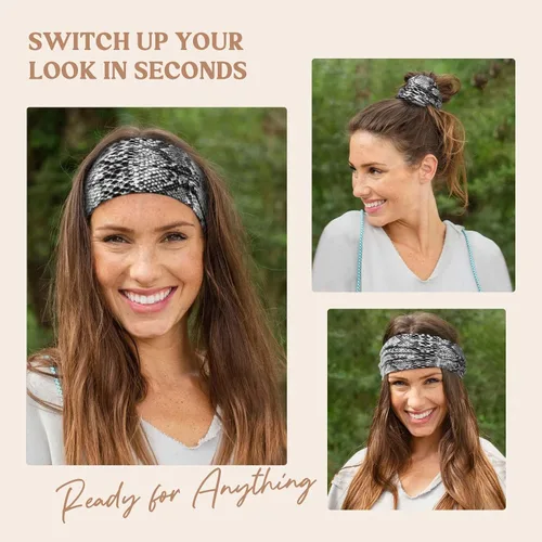 Miniatura 6 de Awumbuk Diademas anchas para mujeres anudadas antideslizantes bandas para la cabeza suaves diadema turbante accesorios para el cabello boho africano