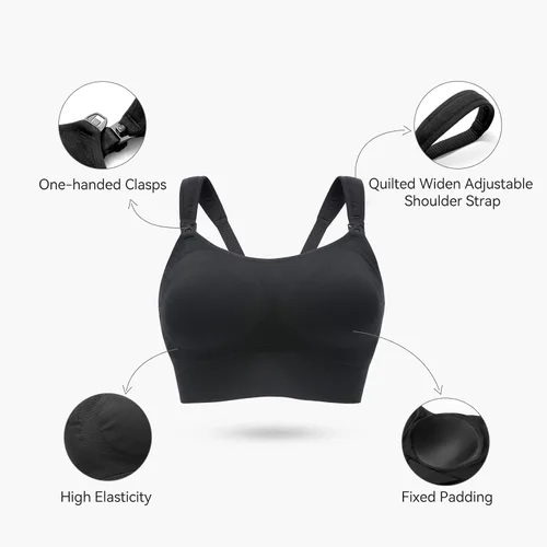 Miniatura 2 de Momcozy Lycra Pumping Bra Hands Free with Fixed Padding, Comfortable Support Pumping and Nursing Bra in One