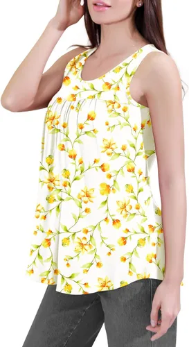 Miniatura 2 de CATHY - Camiseta sin mangas de verano para mujer, estilo casual, plisada, holgada, cómoda