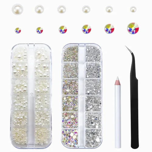 Miniatura 10 de 2400 diamantes de imitación para arte de uñas, gemas de diamantes de imitación rojos con parte trasera plana, cristal redondo, siam, 6 tamaños