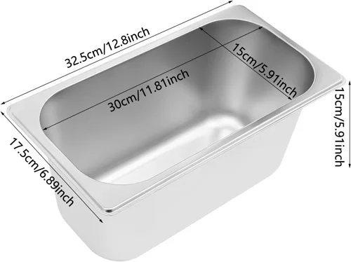 Miniatura 6 de DYNAMI Calentador de alimentos para bufé comercial de 110 V, mesa de vapor eléctrica grande de acero inoxidable de 3 bandejas con diseño
