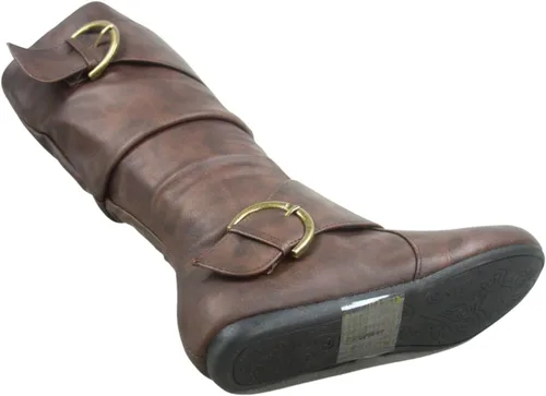 Miniatura 3 de Botas de media pantorrilla con hebilla de punta redonda cerrada y hebilla lateral con cremallera lateral para mujer