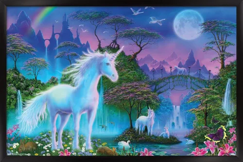 Miniatura 8 de Trends International Póster de pared de Unicorn Meadow, 14.725 x 22.375 pulgadas, versión enmarcada de madera de granero