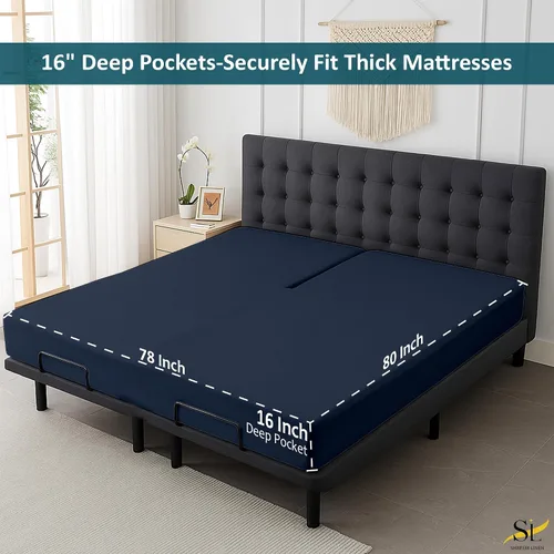 Miniatura 4 de Flex Head - Sábanas King para dormir con número de cama, juego de sábanas ultrasuaves de microfibra flexible de 4 piezas con división superior de 34