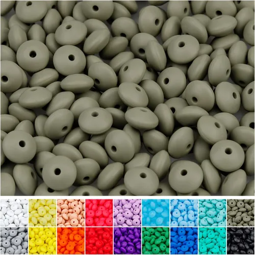 Miniatura 11 de 180 piezas FIVEIZERO cuentas de lenteja de silicona, cuentas focales de ábaco de silicona de 12 mm a granel cuentas sueltas de color para pulseras