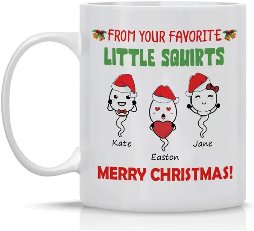 InterestPrint Taza de café personalizada para papá con nombres de los niños, taza de Feliz Navidad de tus hijos pequeños favoritos, regalo