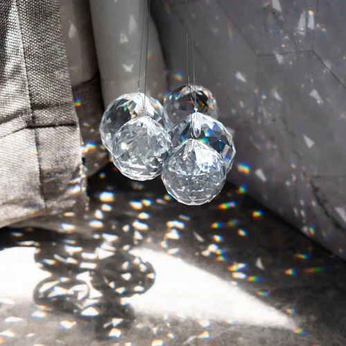 Miniatura 3 de Crystalsuncatcher - Lámpara colgante de bola de cristal transparente de 0.78 pulgadas (0.787 in) para árbol de Navidad, colgante de gota para árbol