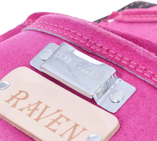 Miniatura 6 de Bolsa de herramientas de cuero de gamuza de 10 bolsillos Bolsa de herramientas de taladro de martillo Rosa