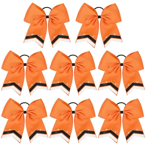 Miniatura 8 de 8 lazos de animación con brillantina, grandes lazos negros para animar, lazos para el pelo para niñas de 8 pulgadas, banda elástica a granel