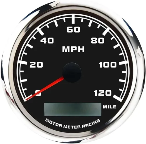 Miniatura 18 de MOTOR METER RACING Serie Pro W 85mm 3-3/8" Velocímetro GPS digital Odómetro 193 km/h Esfera negra LED blanco Impermeable para coche, camión, barco