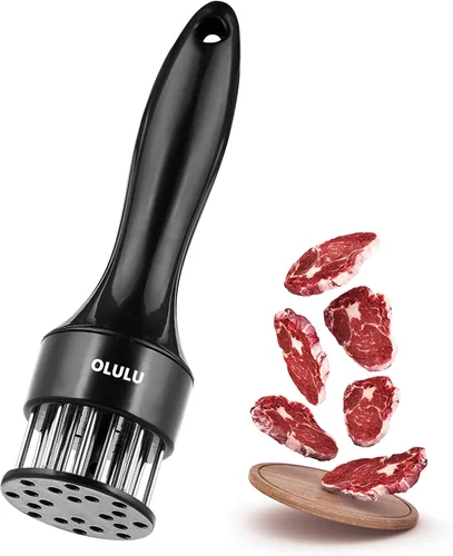 OLULU - Ablandador de carne, aguja de acero inoxidable ultra afilada de 20 cuchillas para ablandar pollo, carne de res, filete, ternera y cerdo