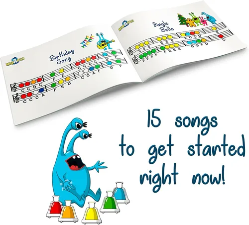 Miniatura 5 de MINIARTIS Campanas de escritorio para niños Juguetes educativos de música para niños pequeños Juego de campanas de mano coloridas de 8 notas