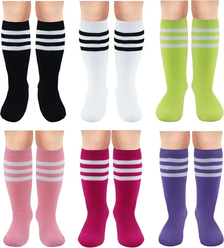 Bestjybt Calcetines de fútbol para niños, calcetines de fútbol hasta la rodilla, calcetines de tubo para niños de 3 a 5 años