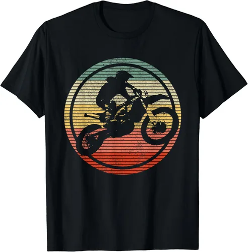 Camiseta de motocross vintage para motocross y motociclista de enduro, Negro, S