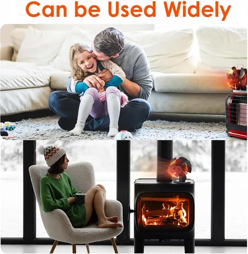 Miniatura 6 de JossaColar Ventilador de Estufa de Leña Compatible con Calentador Buddy (con Soporte y Termómetro), Ventilador de Chimenea Alimentado por Calor