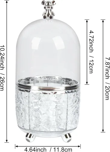 Miniatura 2 de CECOLIC Organizador de brochas de maquillaje giratorio de 360° con tapa, organizador de herramientas cosméticas a prueba de polvo con cubierta