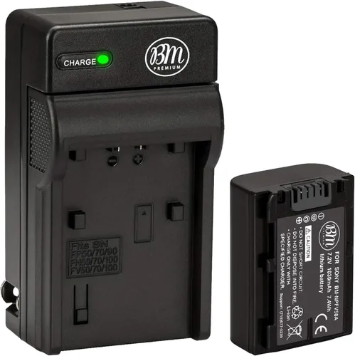 BM Premium NP-FV50A Batería y cargador de alta capacidad para Sony FDR-AX30 FDR-AX33 FDR-AX53 FDR-AX700 FDR-AX100 FDR-AX35 HXR-MC50 HXR-MC88