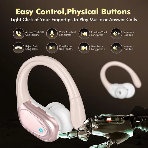 Miniatura 6 de Auriculares inalámbricos Bluetooth 80 horas de reproducción de auriculares con pantalla de potencia con micrófono con cancelación de ruido