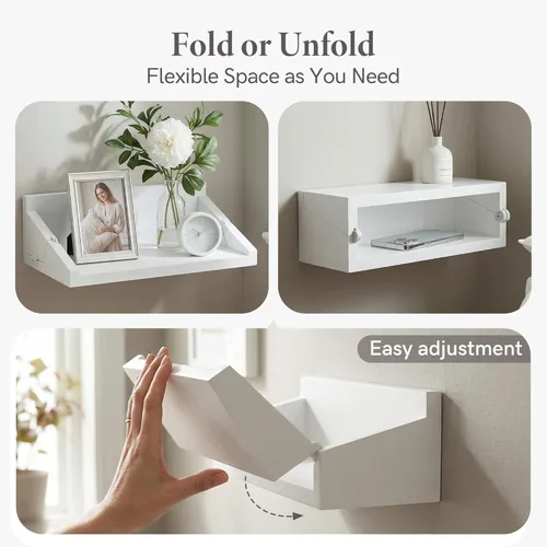 Miniatura 4 de SUMGAR Mesita de noche flotante blanca moderna organizadora de mesita de noche completamente montada, estantes pequeños para almacenamiento