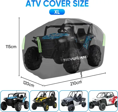 Miniatura 4 de NEVERLAND Funda para ATV Tela Oxford 300D Compatible con Polaris Sportsman Yamaha Grizzly Honda Kawasaki con Correas Reflectantes de Almacenamiento