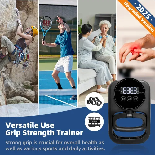 Miniatura 6 de Probador de fuerza de agarre, agarre de mano, dinamómetro de mano, medidor de mano, pantalla LED, cómodo fortalecedor de dedos de 265 libras / 264.6