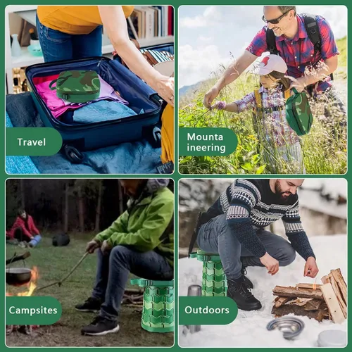 Miniatura 6 de Taburete plegable con asiento acolchado, taburete plegable portátil fácil de transportar para adultos, taburete plegable rápido resistente con bolsa