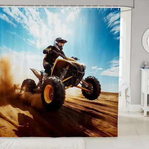 Miniatura 28 de Cortinas de ducha con bandera estadounidense, cortinas de baño de motocicleta para niños, adolescentes y adultos, cortinas de baño impermeables