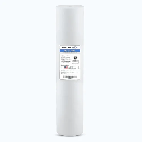 Hydronix SDC-45-2001 Cartucho de filtro de agua de sedimento de polipropileno NSF para toda la casa o comercial 4.5" x 20" - 1 micrón