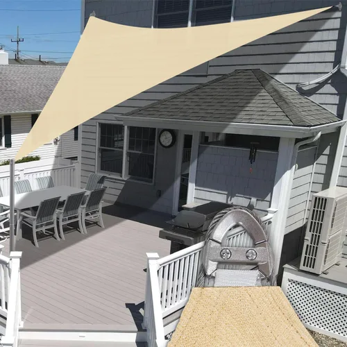 E&K Sunrise - Toldo parasol triangular derecho de 12 x 34 x 36.1 pies, con un anillo de alambre de acero, bloqueo UV para pérgola, patio, jardín,