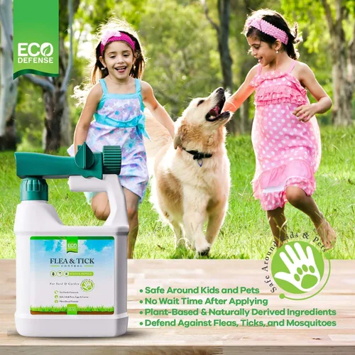 Miniatura 4 de Eco Defense Spray para pulgas, garrapatas y mosquitos para patio y perímetro, seguro alrededor de niños, mascotas, plantas, control de barrera al
