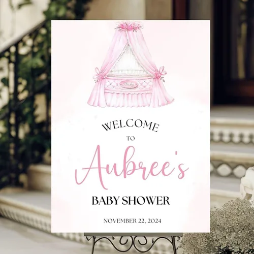 Miniatura 19 de Baby is Brewing - Letrero de bienvenida para baby shower, grano de café, lazo rosa Baby Shower #9