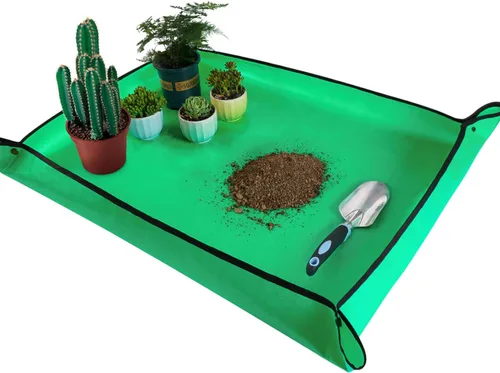 Tapete grande de 39.5" x 31.5" para trasplante de plantas de interior, control de desorden en mesa, bandeja portátil para macetas de jardinero,