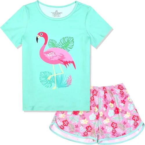 Miniatura 11 de QPANCY Pijamas de verano para niñas, conjuntos de pijamas de manga corta para dormir de verano