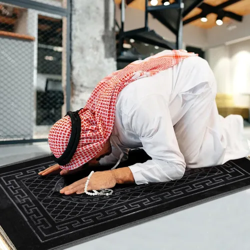 Miniatura 2 de FUMMI Alfombra de oración musulmana acolchada suave con cuentas Tasbih, gruesa alfombrilla de oración islámica antideslizante, lujoso Janamaz