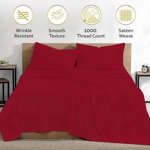 Miniatura 3 de Marina Shades Juego de sábanas 100% algodón egipcio, tamaño individual, sábanas de lujo de alta densidad de hilos para hotel, sábanas transpirables