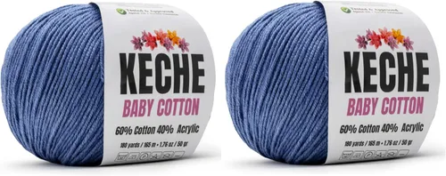 Miniatura 109 de Keche Hilo de algodón, 60% algodón, 40% hilo acrílico, hilo de algodón suave para crochet y tejer, hilo amigurumi, 1 madeja/bola, 1.76 onzas (50g)
