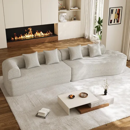 Miniatura 20 de Sofá modular de gran tamaño de 131 pulgadas para sala de estar, moderno sofá de lujo de felpilla de 4 plazas extra profundo y ancho, con 4 cojines