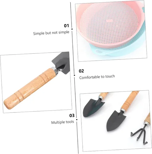 Miniatura 5 de HANABASS Gardening Screen Set 5pcs Soil Sieves Rake Trowels Planting Shovels Hand Tools for Use