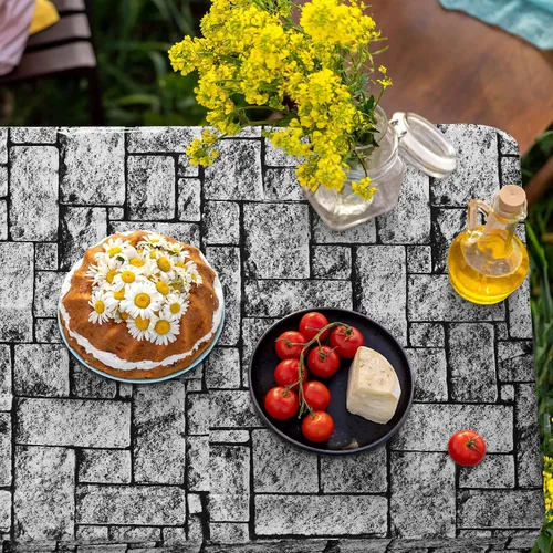 Miniatura 5 de durony 2 manteles de plástico para pared de piedra, impermeables, medievales, ladrillos de piedra para decoración de mesas temáticas de castillo